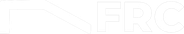 White logo with a geometric shape resembling a stylized roof or arrow to the left of the bold, uppercase letters "FRC" on a black background.